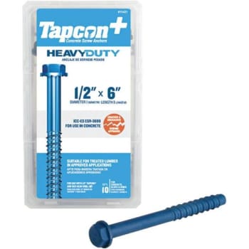 Image for Tapcon 1/2 In X 6 In Concrete Anchors, Steel Hex Washer-Head, Package Of 10 from HD Supply