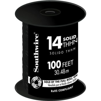 Southwire 100 Ft 14 Black Solid Cu Thhn Wire