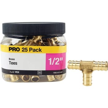 Image for Apollo 1/2 In. Brass PEX-B Barb Tee PRO Pack (25-Pack) from HD Supply