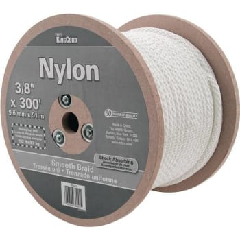 Image for Kingcord 3/8 In X 300 Ft White Smooth Braid Nylon Rope 192 Lbs Safe Work Load from HD Supply