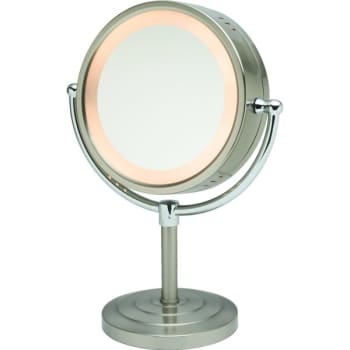 Jerdon 8-1/2" Table Top Mirror Nickel With Halo Light