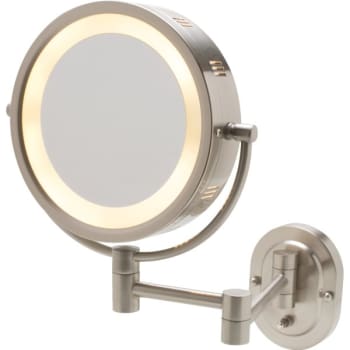 Jerdon® 8" Wall Mount Mirror With Halo Light, Plug In, Nickel