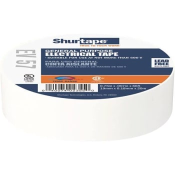 Image for Shurtape Ev 57 Gen Purp Elec Tape Ul Listed Wh 7 Mils 3/4" X 66 Ft from HD Supply