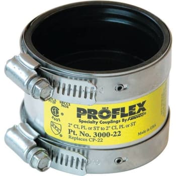 Image for Fernco 2" Proflex Epdm Rubber Clamp Shielded Coupling - 4.3 Psi Silver 3000-22 from HD Supply