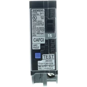 Image for Siemens 15 Amp 1-Pole Qaf2n Afci 10ka Breaker from HD Supply
