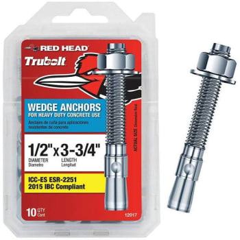 Image for Red Head 1/2" X 3-3/4" Zn Pltd Steel Hex-Nut-Head Wedge Anchors Package Of 10 from HD Supply