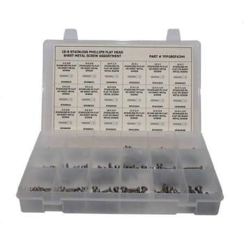 Image for Phillips Flat Hd Sht Mtl Screw Stnls Stl Asstd In Plastic Tray Package Of 244 from HD Supply