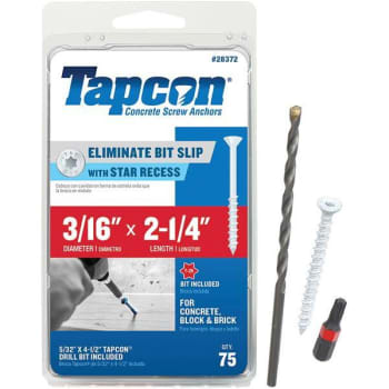 Image for Tapcon 3/16" X 2-1/4" Wh Star Flat-Head Cncrt Anchors Package Of 75 from HD Supply