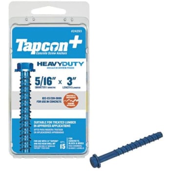 Tapcon 5/16" X 3" Hex-Washer-Head L Diameter Cncrt Anchors Package Of 15