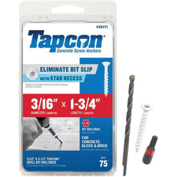 Image for Tapcon 3/16" X 1-3/4" Wh Star Flat-Head Cncrt Anchors Package Of 75 from HD Supply