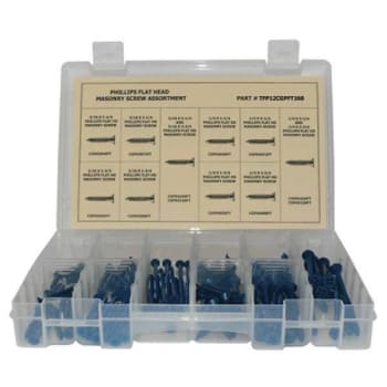 Phillips Flat Head Masonry Screw Assortment In Plastic Case Package Of 160