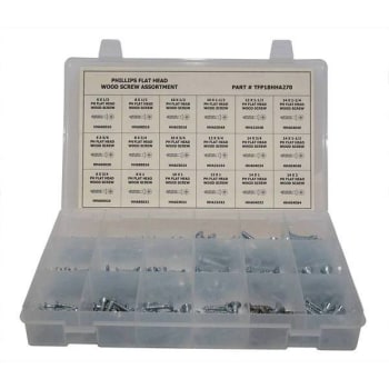 Image for Zinc Plated Phillips Flat Hd Wd Screw Assortment In Plastic Tray Package Of 270 from HD Supply