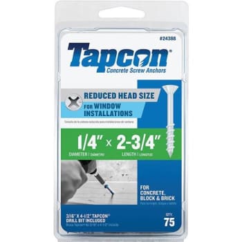 Image for Tapcon 1/4" X 2-3/4" Wh Ultrashield Phllps Flat-Hd Cncrt Anchors Package Of 75 from HD Supply