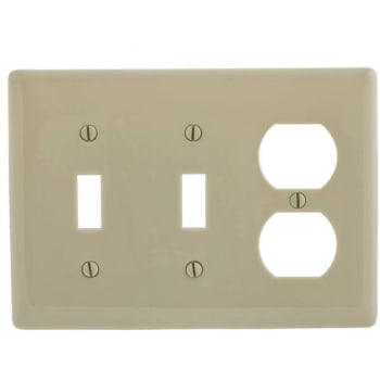 Image for Hubbell 3-Gang Ivory Medium Size Toggle And Duplex Wall Plate from HD Supply