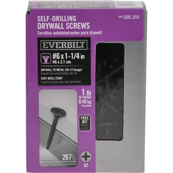 Everbilt #6 X 1-1/4" Phillips Bugle-Head Drywall Screw 1 Lb./box Package Of 267