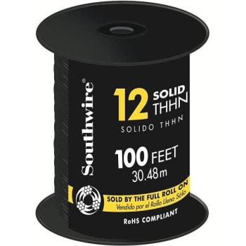 Image for Southwire 100' 12 Black Solid Cu Thhn Wire from HD Supply
