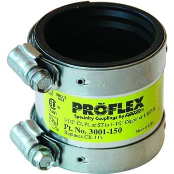Image for Fernco Proflex Shielded Coupling 1.5" Cast Iron Plastic Or Steel To 1.5" Copper from HD Supply