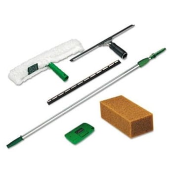 Unger Pro Window Cleaning Kit W/ 8ft Pole, Scrubber, Squeegee, Scraper And Sponge