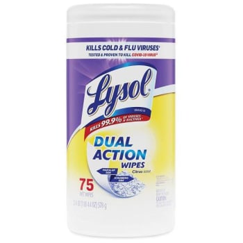 Image for Lysol Dual Action Anti-Bacterial Disinfectant Wipes (75-Canister) from HD Supply