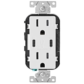 Image for Leviton 15a 125v Dplx Outlt/30w 6a Usb Dual Type-C W/ Pwr Dlvry In-Wall Chrgr Wh from HD Supply