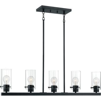 Image for Nuvo Lighting Sommerset 5-Light Matte Blk Island Pendant With Clear Glass Shades from HD Supply