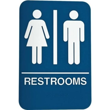 Image for Don-Jo Ada Compliant Sign Restrooms Blue from HD Supply