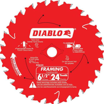 Image for Diablo Tools 6-1/2" X 24-Tooth Tracking Point Framing Wood Circular Saw Blade from HD Supply