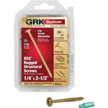 Image for Grk Fasteners 1/4" X 2-1/2" Str Drv Low Prfl Wshr Hd Strct Wd Scrw Package Of 50 from HD Supply