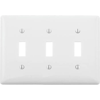 Image for Hubbell 3-Gang White Medium Size Toggle Wall Plate from HD Supply