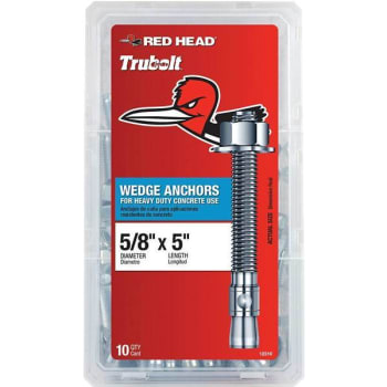 Image for Red Head 5/8" X 5" Zn Plt Stl Hex-Nut-Hd Sld-Cncrt Wedge Anchors Package Of 10 from HD Supply