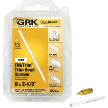Image for Grk Fasteners #8 X 2-1/2" Star Drive Trim-Head White Trim Screw Package Of 100 from HD Supply