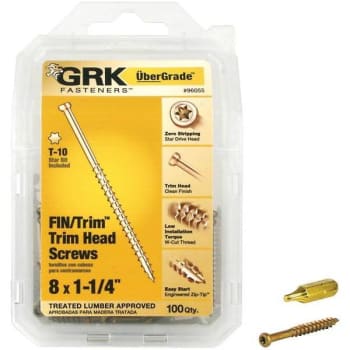 Grk Fasteners #8 X 1-1/4" Star Drive Trim-Head Finish Screw Package Of 100