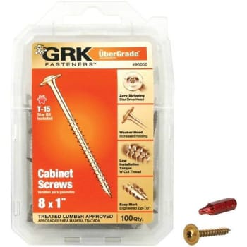 Image for Grk Fasteners #8 X 1" Star Drive Flat Washer Head Cabinet Screw Package Of 100 from HD Supply