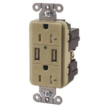 Image for Hubbell Wiring 20 Amp Hubbell Tamper Resistant Usb Charger Duplex Receptacle from HD Supply