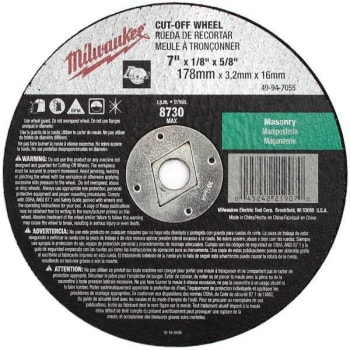 Image for Milwaukee 7" X 1/8" X 5/8" Cut Off Wheel from HD Supply