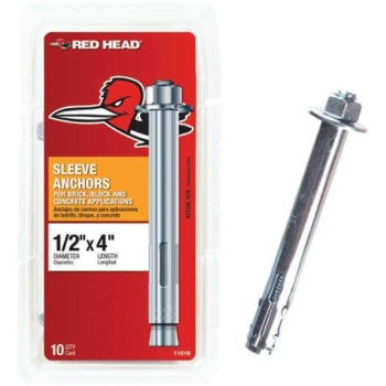 Image for Red Head 1/2" X 4" Hex-Nut-Head Sleeve Anchors Package Of 10 from HD Supply