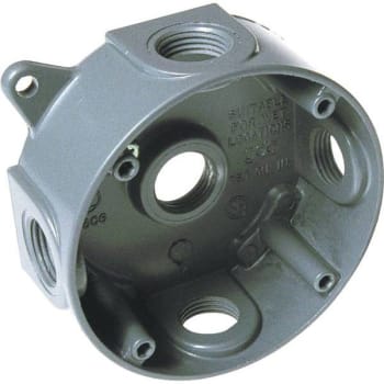 Image for Bell N3r Aluminum Round Weatherproof Outdoor Electric Box 5 Outlet With 4 Plugs (Gray) from HD Supply