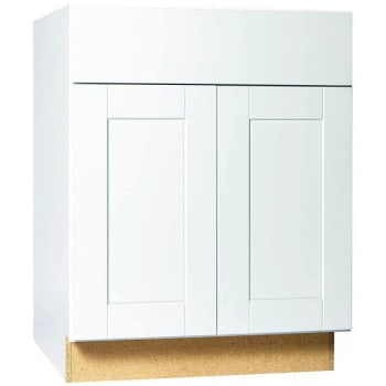 Image for Hampton Bay Satin White Shaker Base Kitchen Cbinetnt W/ Ball-Bearing Drawer Glides from HD Supply