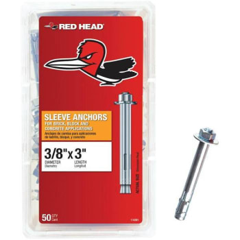 Image for Red Head 3/8 In. X 3 In. Steel Hex Hd Sleeve Anchors (Zinc-Plated) (50-Pack) from HD Supply