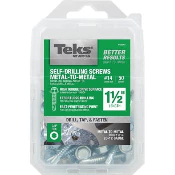 Teks #14 X 1-1/2" External Hex Drive Washer Hd Self-Drilling Scrws Package Of 50