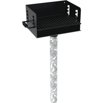 300 Sq. In. Rotating Commercial Pedestal Grill With In-Ground Mount Post Black
