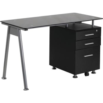 Image for Carnegy Avenue 47.25" Black Rectangular 3 -Drawer Computer Desk W/file Storage from HD Supply