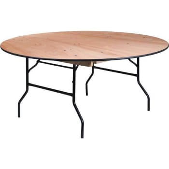 Image for 66 In. Natural Wood Tabletop Metal Frame Folding Table from HD Supply