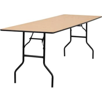 Image for 96 In. Natural Wood Tabletop Metal Frame Folding Table from HD Supply