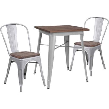 Carnegy Avenue 3-Piece Silver Table And Chair Set