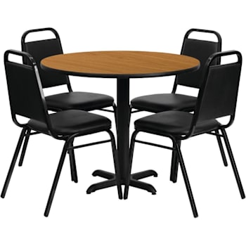 Carnegy Avenue 5-Piece Natural Top/Black Vinyl Seat Table And Chair Set