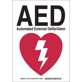 Image for Brady Aed Automated External Defibrillator Sign, 10" X 7" X 0.06", Polystyrene from HD Supply