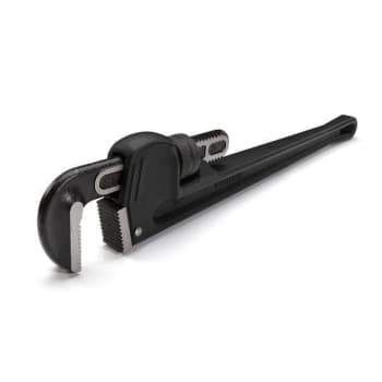 Steelman 24" Heavy-Duty Cast Aluminum Straight Handle Pipe Wrench, Black/Silver