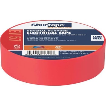 Image for Shurtape Ev 57 3/4 In. X 66 Ft. Ul-Listed 7 Mil. General Purpose Electrical Tape (Red) from HD Supply