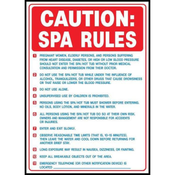 Image for 10 In. X 14 In. "caution Spa Rules" Pool Sign from HD Supply
